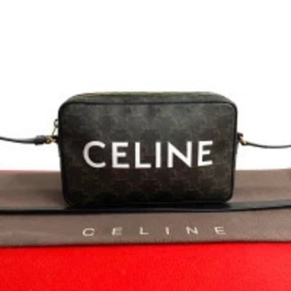 Celine Triomphe Messenger Leather Shoulder Bag Black